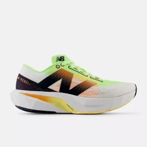 New Balance Womens Fuelcell Rebel v4 - White with bleached lime glo and hot mango (WFCXLA4) New Balance