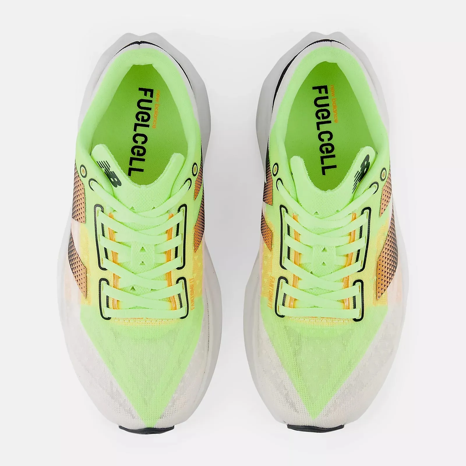 New Balance Femmes Fuelcell Rebel v4 - Blanc avec vert citron délavé et mangue intense (WFCXLA4) New Balance