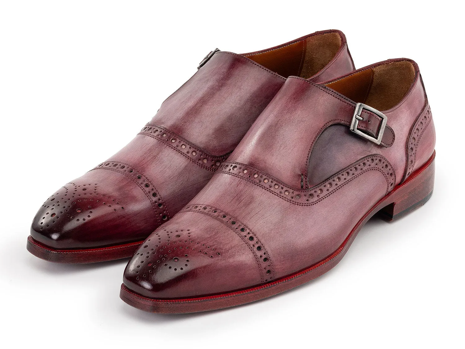 Paul Parkman Chaussures Paul Parkman Chaussures à bride monastique à bout capuchon pour hommes en bordeaux