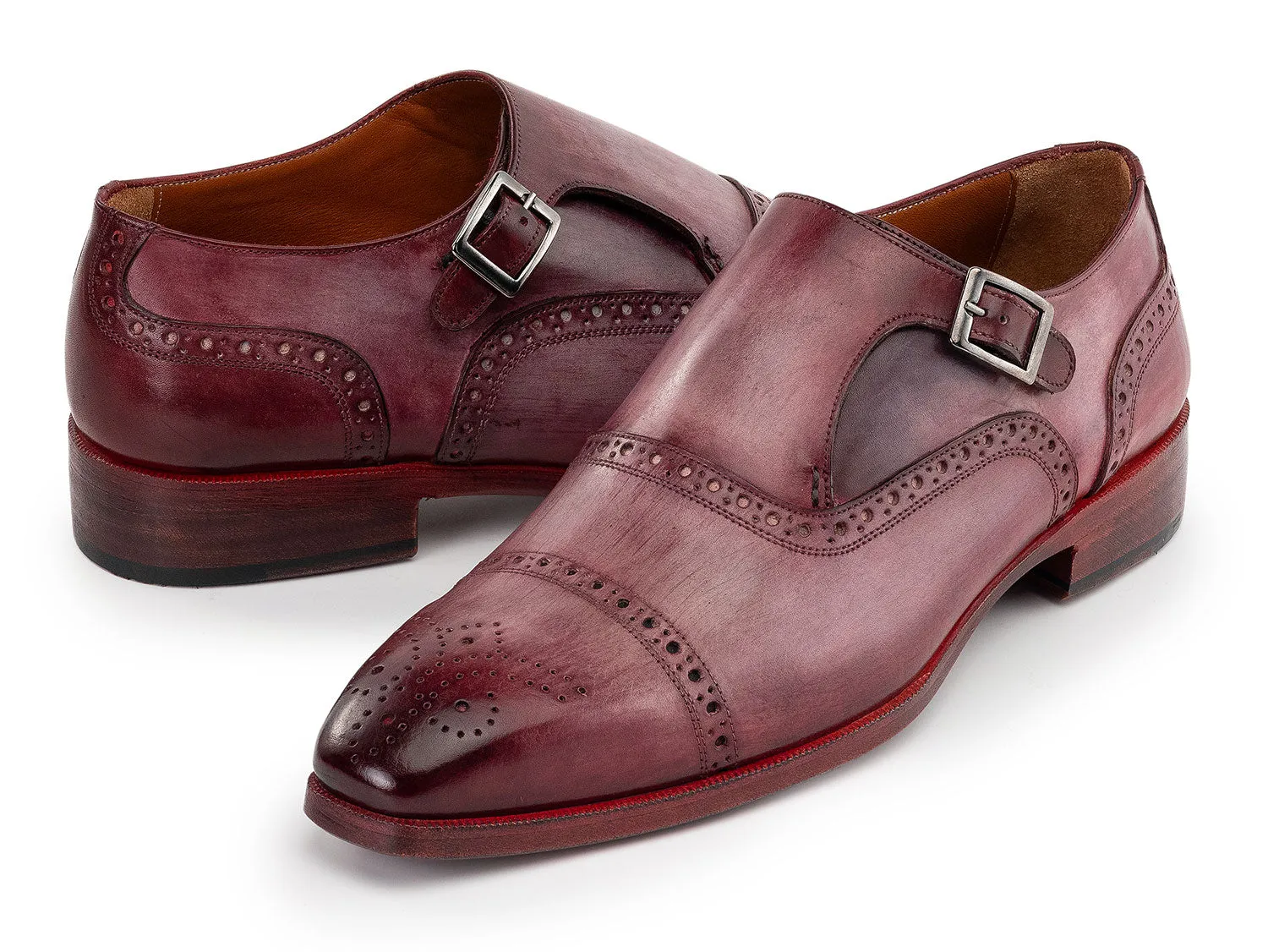 Paul Parkman Chaussures Paul Parkman Chaussures à bride monastique à bout capuchon pour hommes en bordeaux
