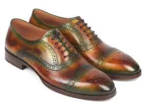 Paul Parkman Shoes Paul Parkman Men's Cap Toe Oxfords in Green & Brown