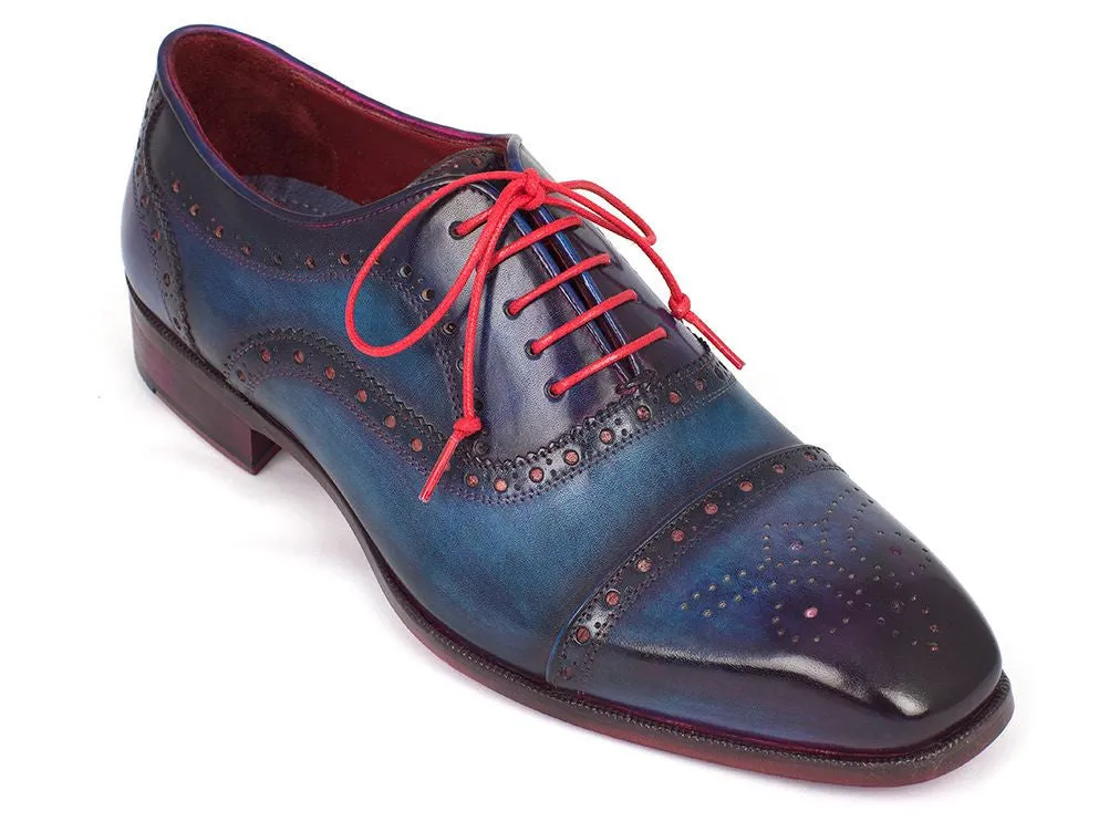 Paul Parkman Chaussures Paul Parkman Oxfords à bout rond pour hommes en bleu et Parlement