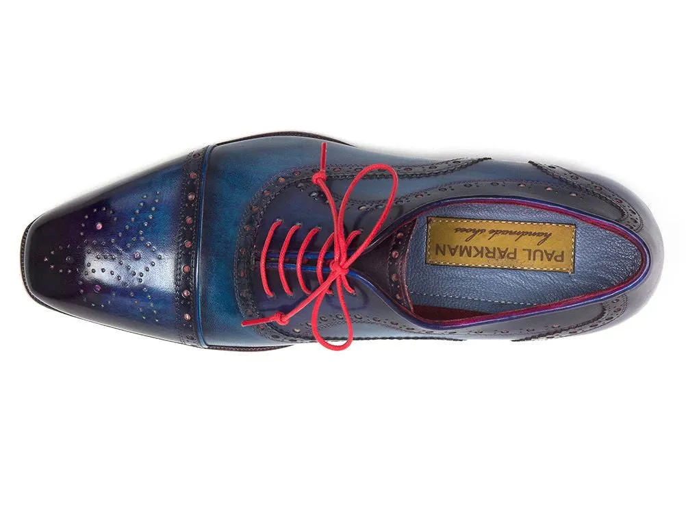 Paul Parkman Chaussures Paul Parkman Oxfords à bout rond pour hommes en bleu et Parlement