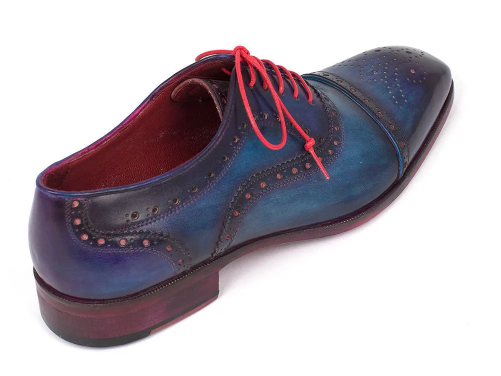 Paul Parkman Chaussures Paul Parkman Oxfords à bout rond pour hommes en bleu et Parlement