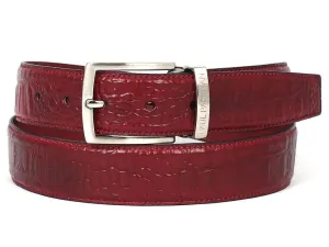 Paul Parkman Shoes Paul Parkman Men's Croco-Embossed Calfskin Leather Belt in Burgundy