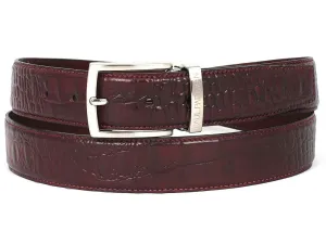 Paul Parkman Shoes Paul Parkman Men's Croco-Embossed Calfskin Leather Belt in Dark Bordeaux