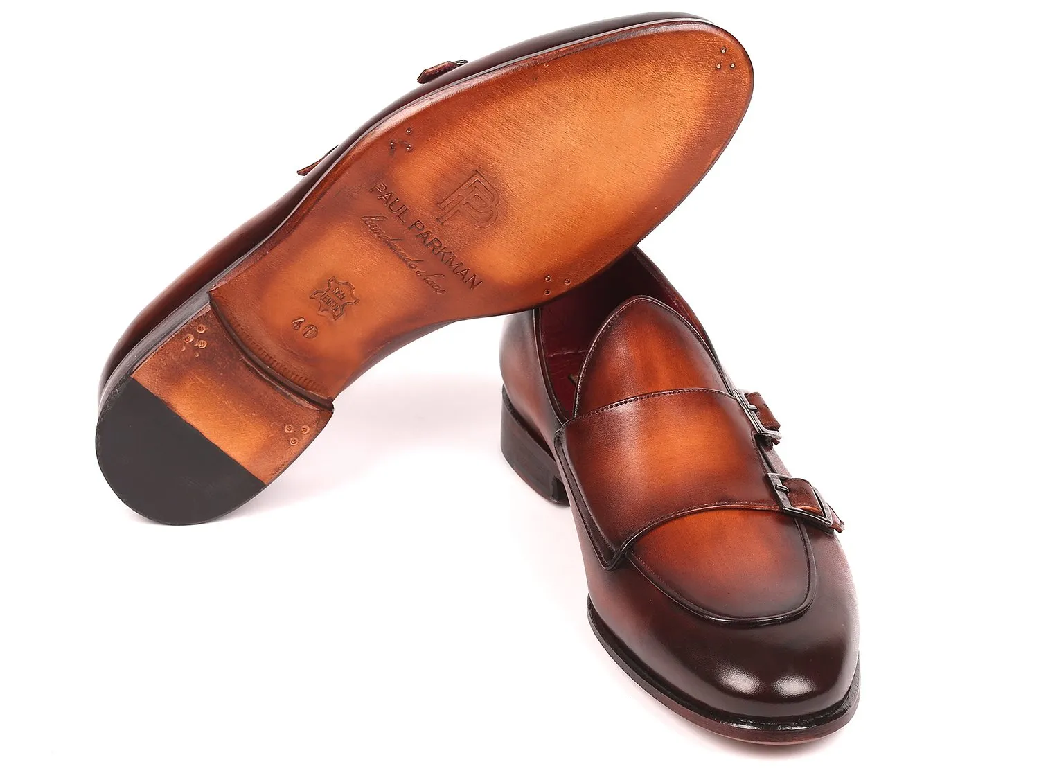 Chaussures Paul Parkman Chaussures à double boucle Paul Parkman pour homme en marron