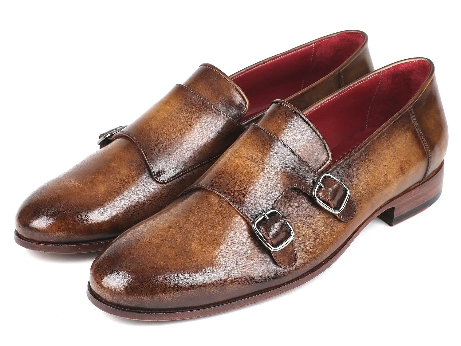 Paul Parkman Chaussures Paul Parkman Double Monkstraps pour Homme en Olive