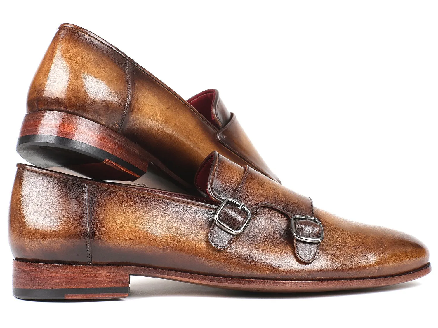 Paul Parkman Chaussures Paul Parkman Double Monkstraps pour Homme en Olive