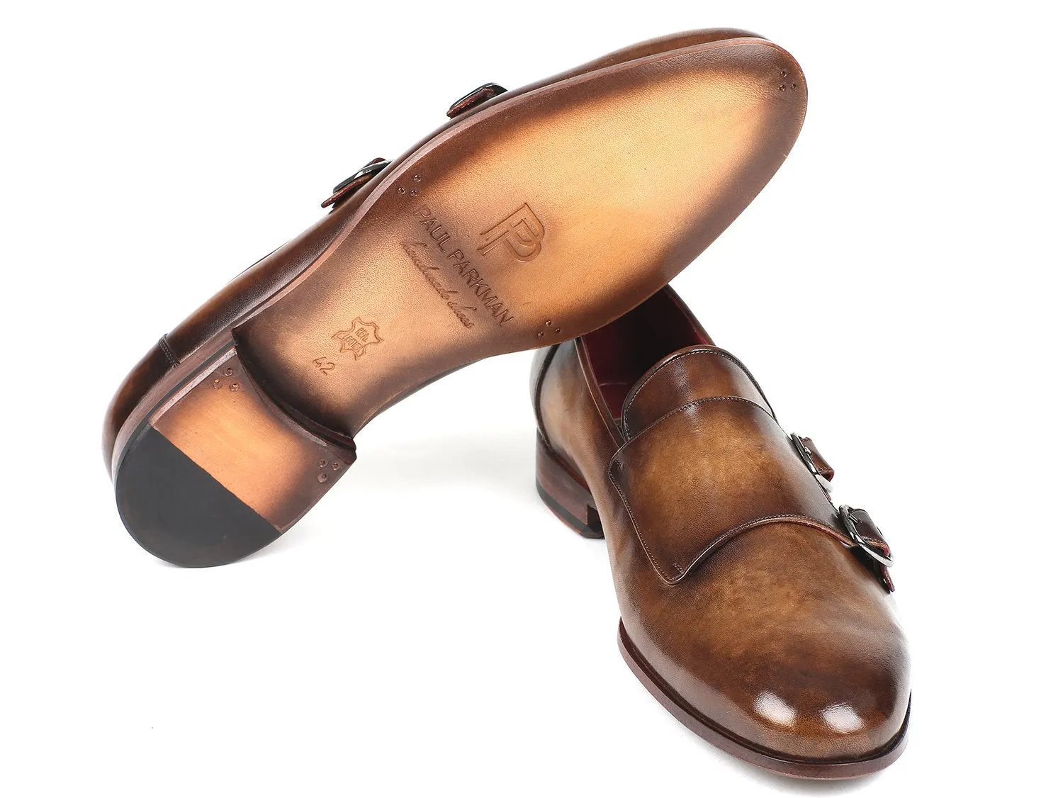 Paul Parkman Chaussures Paul Parkman Double Monkstraps pour Homme en Olive