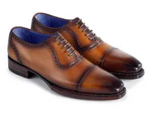 Paul Parkman Shoes Paul Parkman Men's Goodyear Welted Burnished Cap Toe Oxfords in Camel Brown