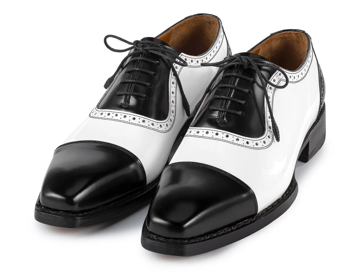 Paul Parkman Chaussures Paul Parkman Oxfords à bout capitonné Goodyear welted pour hommes en noir et blanc