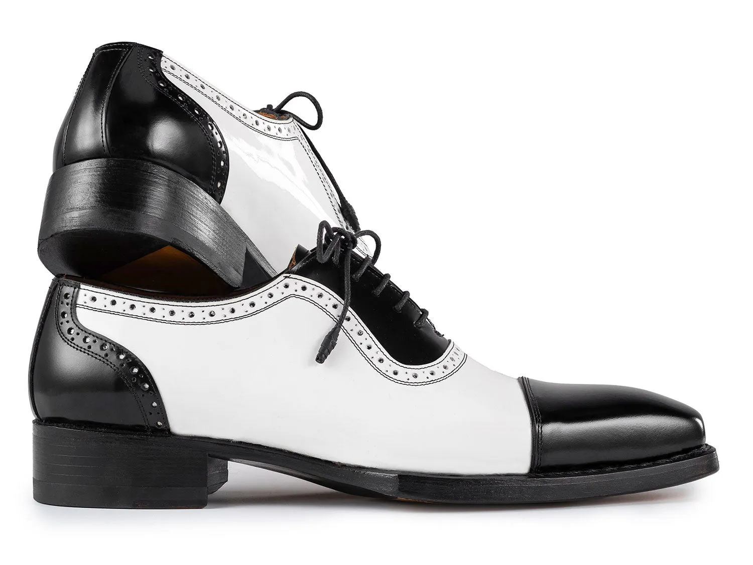 Paul Parkman Chaussures Paul Parkman Oxfords à bout capitonné Goodyear welted pour hommes en noir et blanc