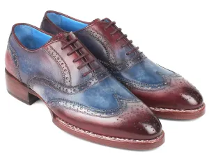 Paul Parkman Shoes Paul Parkman Men's Goodyear Welted Wingtip Oxfords in Blue & Bordeaux