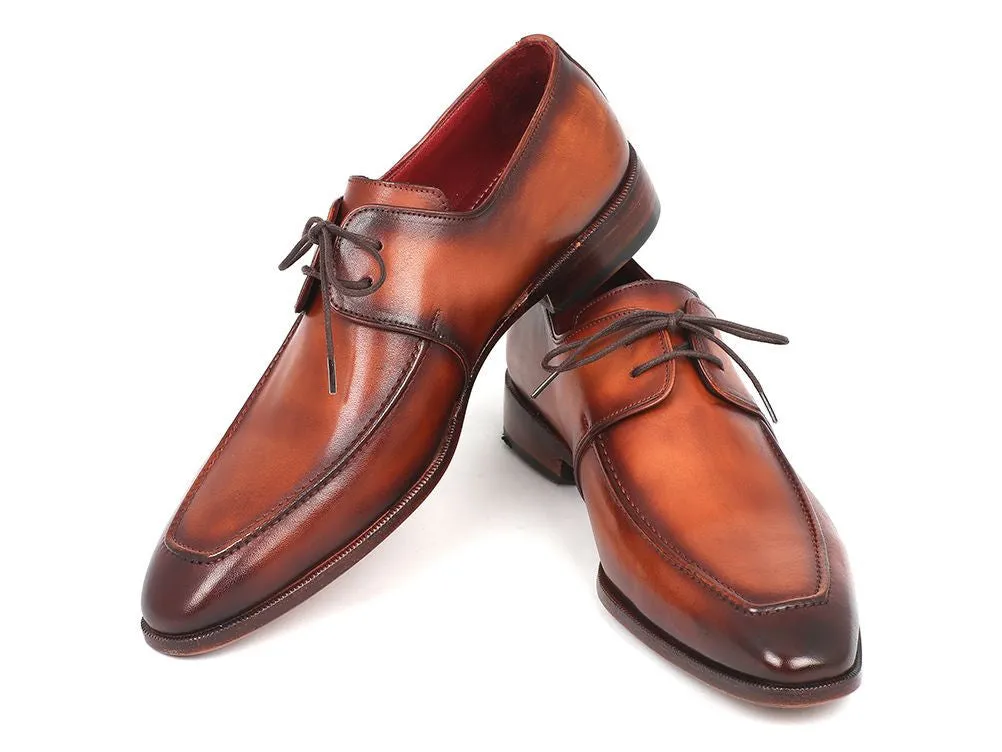 Paul Parkman Chaussures Paul Parkman Derby en Cuir à Tablier Peint à la Main pour Homme en Marron