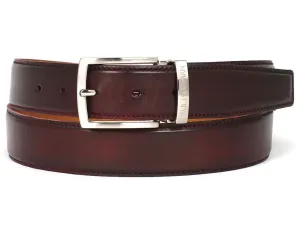 Paul Parkman Shoes Paul Parkman Men's Hand-Painted Leather Belt in Dark Bordeaux