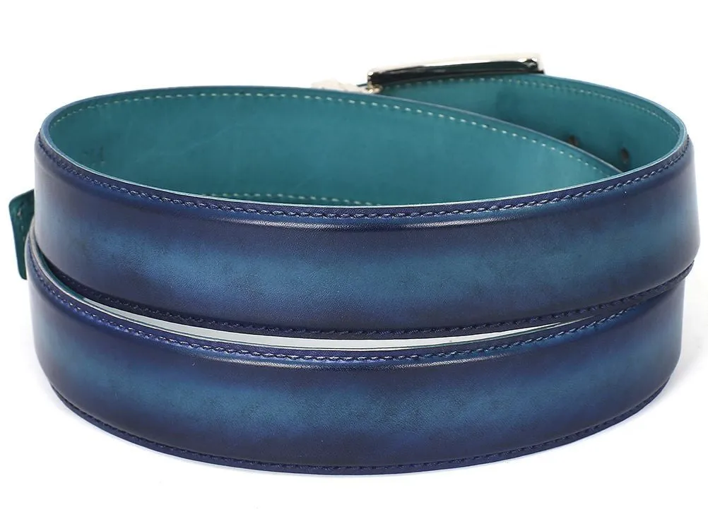 Paul Parkman Chaussures Ceinture en Cuir Peinte à la Main pour Hommes Paul Parkman en Deux Tons Bleu et Turquoise