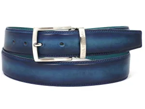 Paul Parkman Shoes Paul Parkman Men's Hand-Painted Leather Belt in Dual Tone Blue & Turquoise