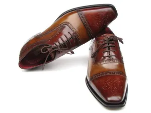 Paul Parkman Shoes Paul Parkman Men's Hand-Painted Leather Captoe Oxfords in Camel & Red