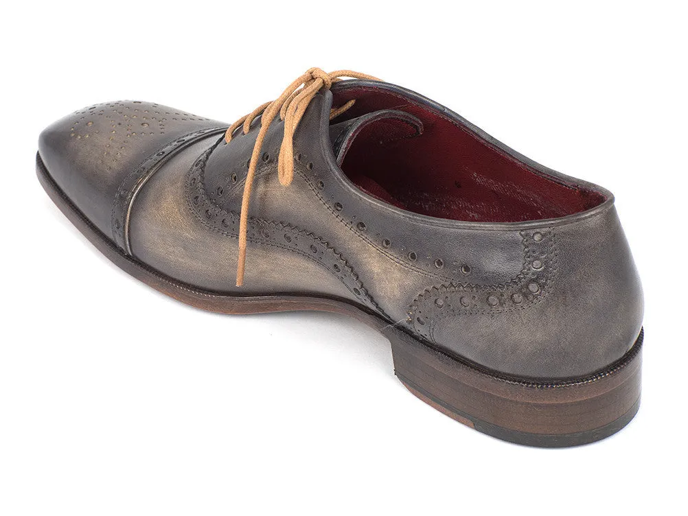 Paul Parkman Chaussures Paul Parkman Oxfords à bout captif en cuir peint à la main pour hommes en gris