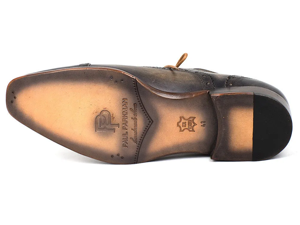 Paul Parkman Chaussures Paul Parkman Oxfords à bout captif en cuir peint à la main pour hommes en gris
