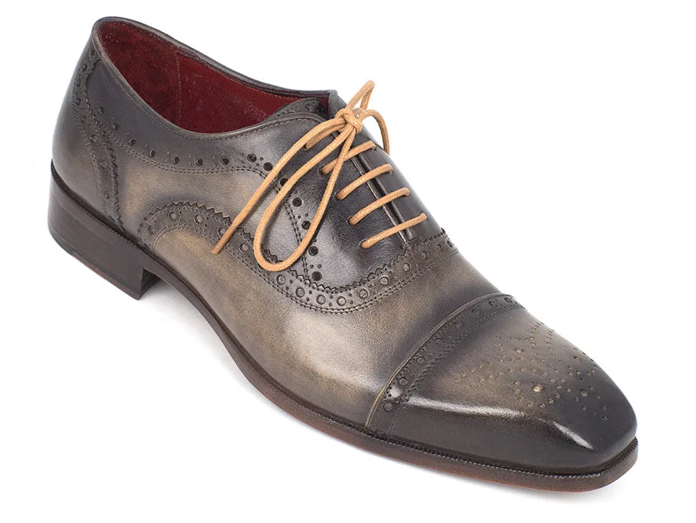 Paul Parkman Chaussures Paul Parkman Oxfords à bout captif en cuir peint à la main pour hommes en gris