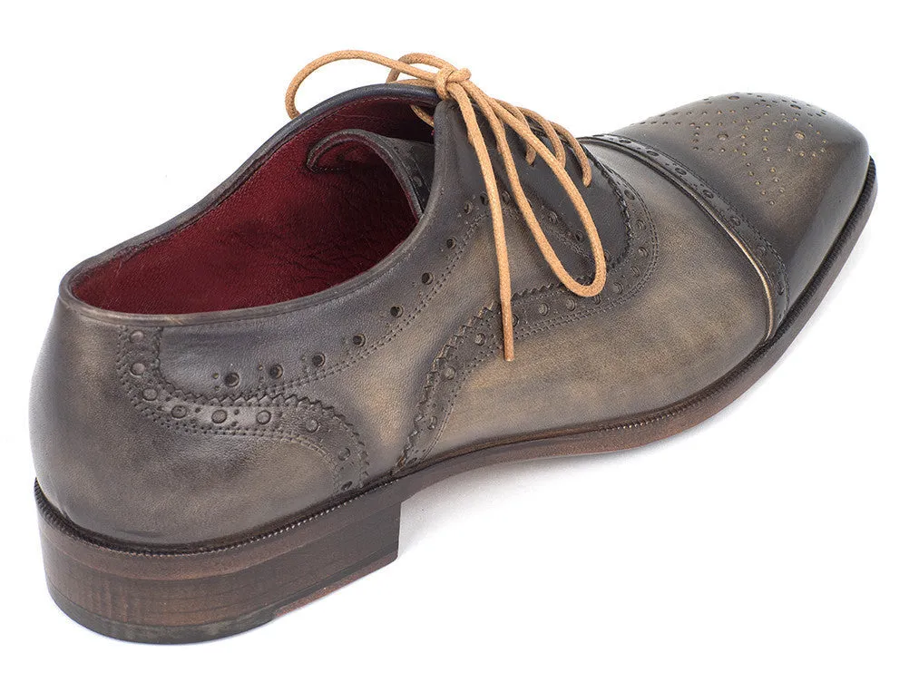 Paul Parkman Chaussures Paul Parkman Oxfords à bout captif en cuir peint à la main pour hommes en gris