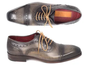 Paul Parkman Shoes Paul Parkman Men's Hand-Painted Leather Captoe Oxfords in Gray