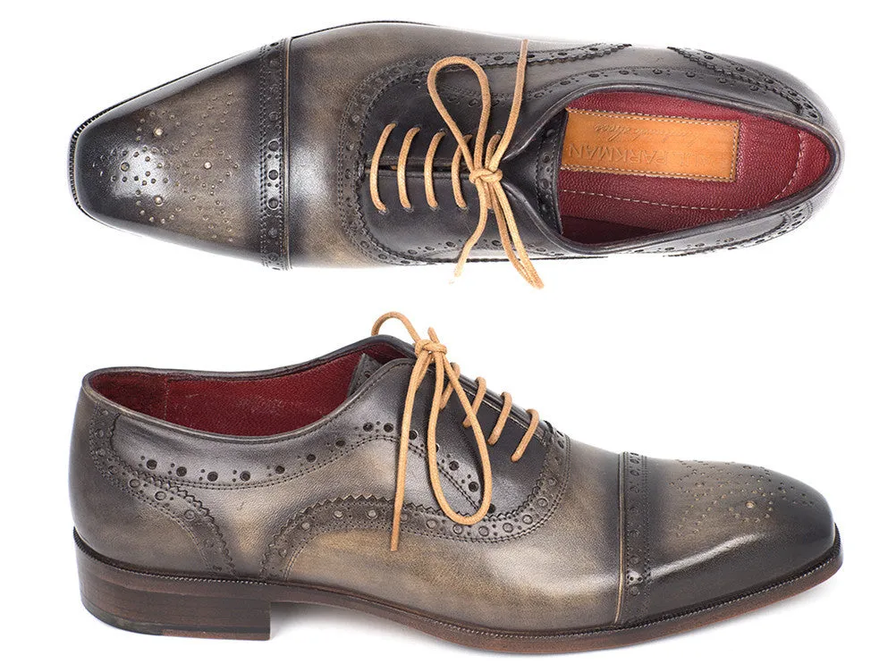 Paul Parkman Chaussures Paul Parkman Oxfords à bout captif en cuir peint à la main pour hommes en gris