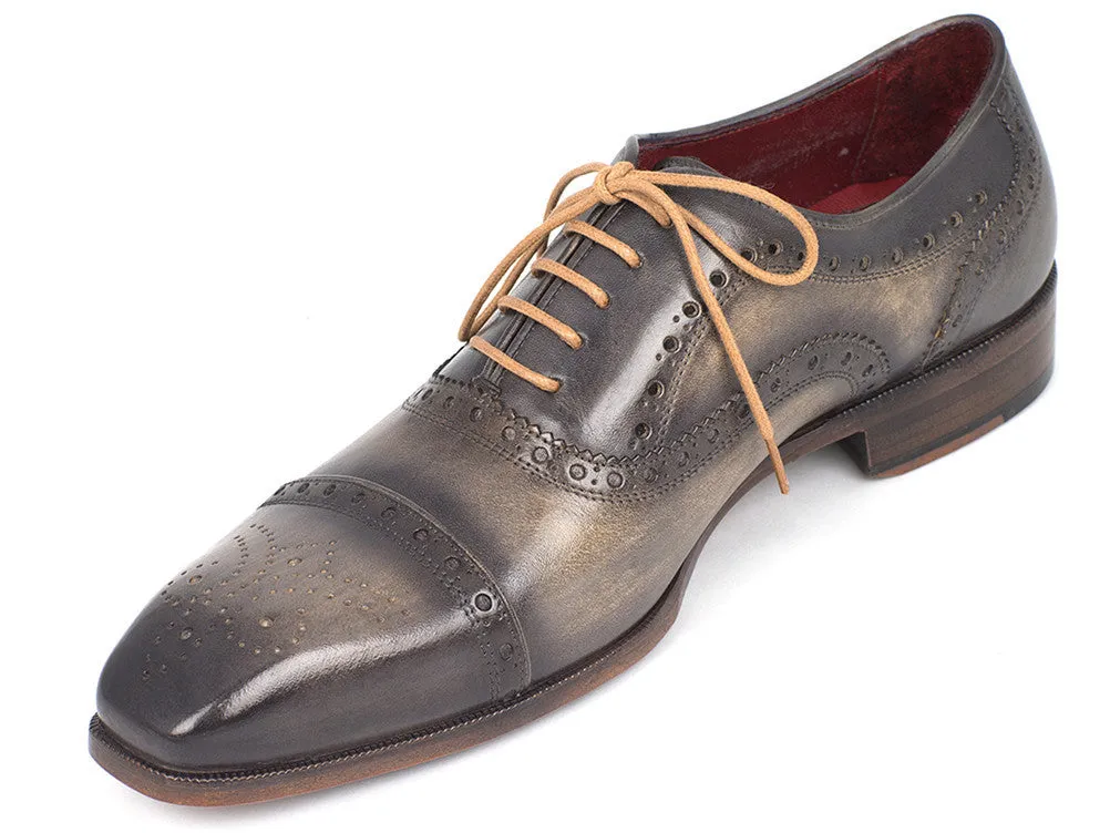 Paul Parkman Chaussures Paul Parkman Oxfords à bout captif en cuir peint à la main pour hommes en gris