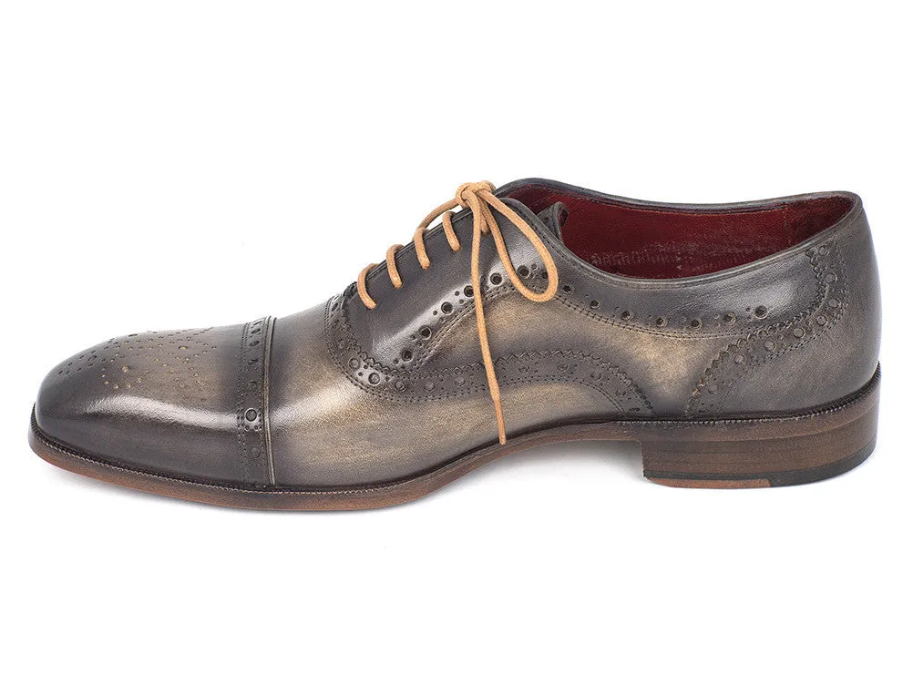 Paul Parkman Chaussures Paul Parkman Oxfords à bout captif en cuir peint à la main pour hommes en gris