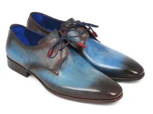 Paul Parkman Shoes Paul Parkman Men's Hand-Painted Leather Derby Shoes in Blue & Brown