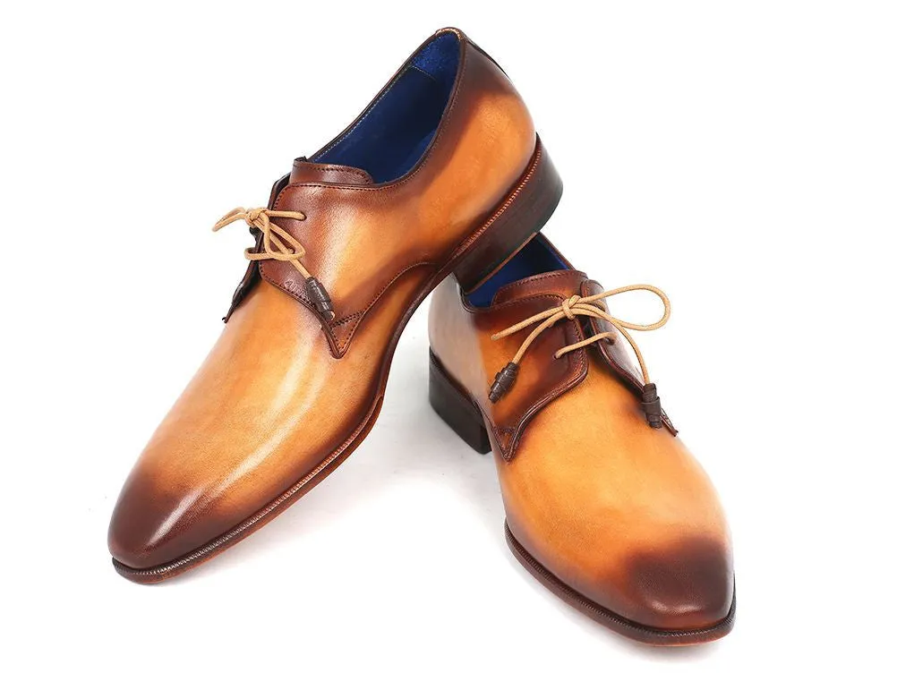 Paul Parkman Chaussures Paul Parkman Derby en Cuir Peint à la Main pour Hommes en Marron et Camel