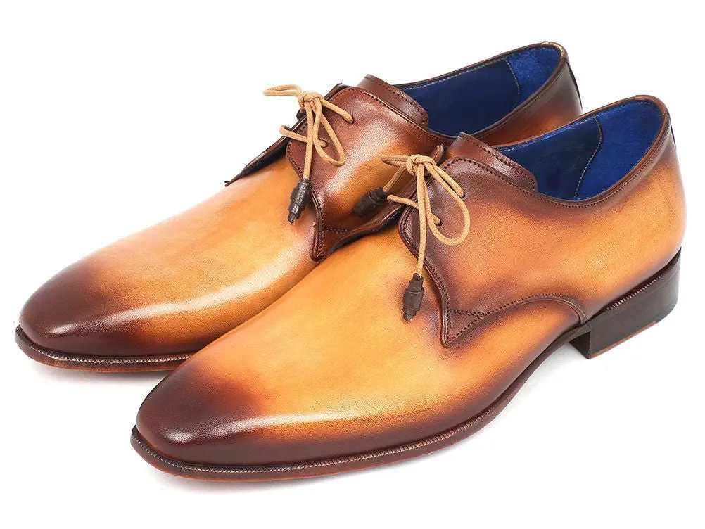 Paul Parkman Chaussures Paul Parkman Derby en Cuir Peint à la Main pour Hommes en Marron et Camel