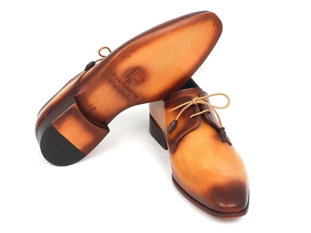 Paul Parkman Chaussures Paul Parkman Derby en Cuir Peint à la Main pour Hommes en Marron et Camel