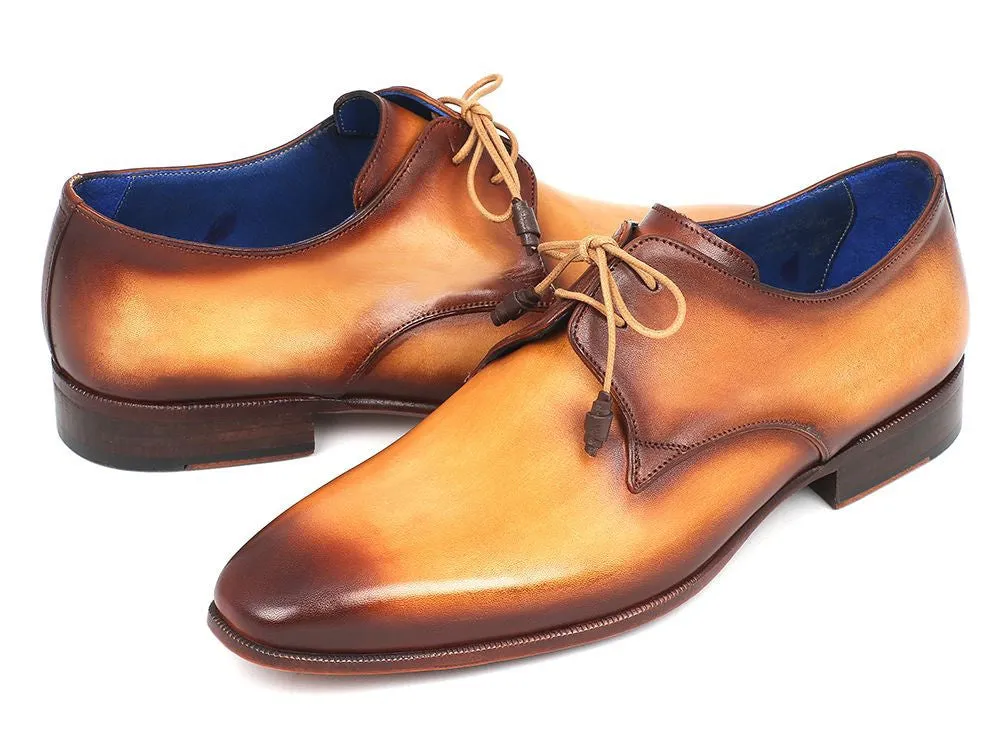 Paul Parkman Chaussures Paul Parkman Derby en Cuir Peint à la Main pour Hommes en Marron et Camel