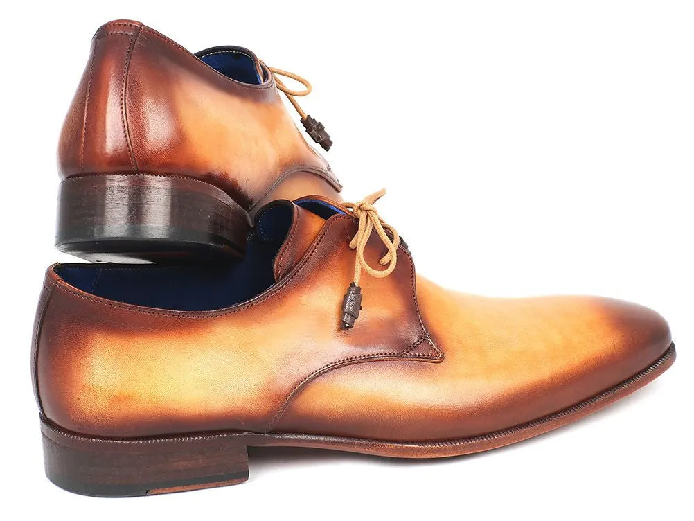 Paul Parkman Chaussures Paul Parkman Derby en Cuir Peint à la Main pour Hommes en Marron et Camel