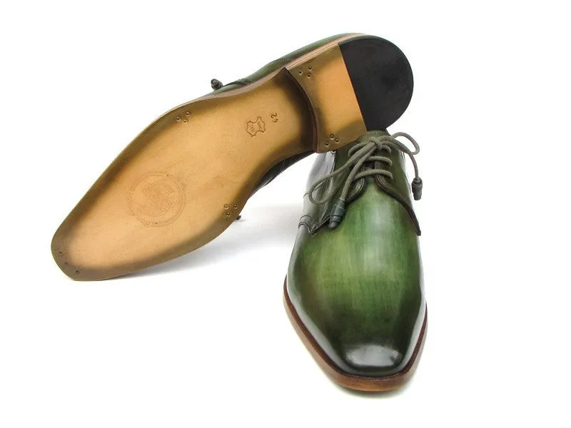 Paul Parkman Chaussures Paul Parkman Derby en Cuir Peint à la Main pour Homme en Vert
