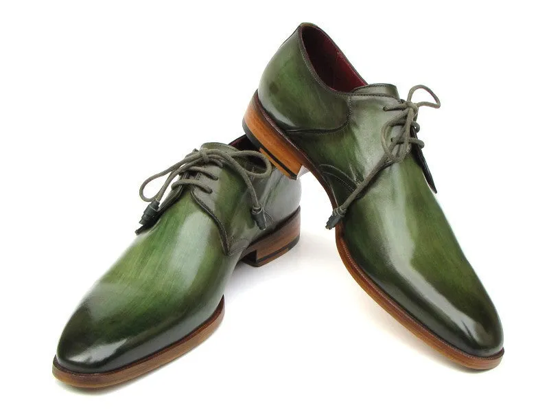 Paul Parkman Chaussures Paul Parkman Derby en Cuir Peint à la Main pour Homme en Vert