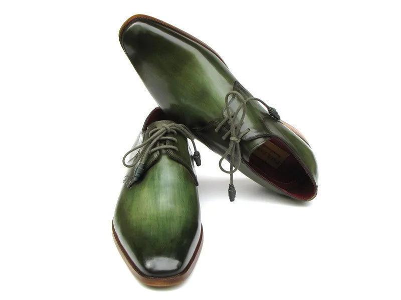 Paul Parkman Chaussures Paul Parkman Derby en Cuir Peint à la Main pour Homme en Vert