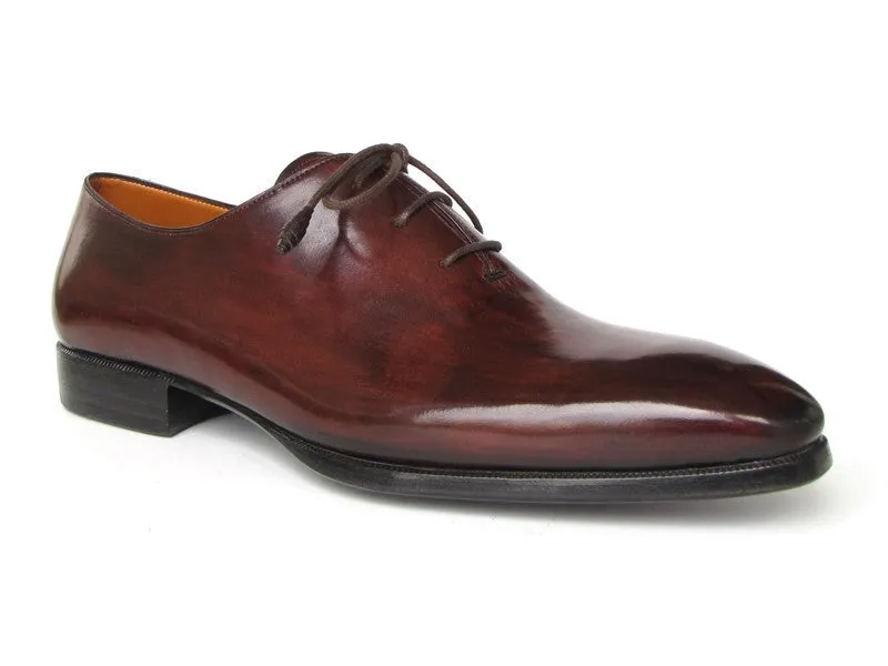 Paul Parkman Chaussures Paul Parkman Oxfords à bout uni pour hommes peints à la main en marron et bordeaux