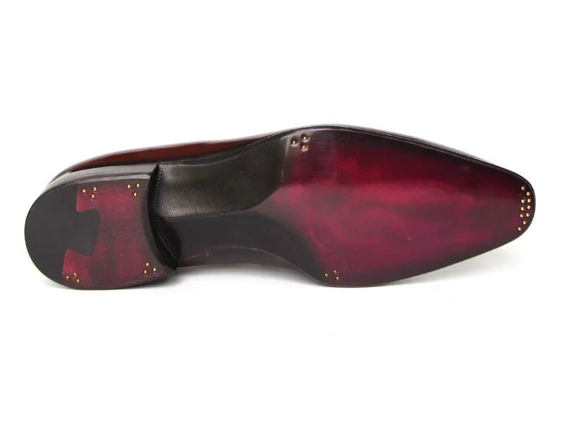 Paul Parkman Chaussures Paul Parkman Oxfords à bout uni pour hommes peints à la main en marron et bordeaux