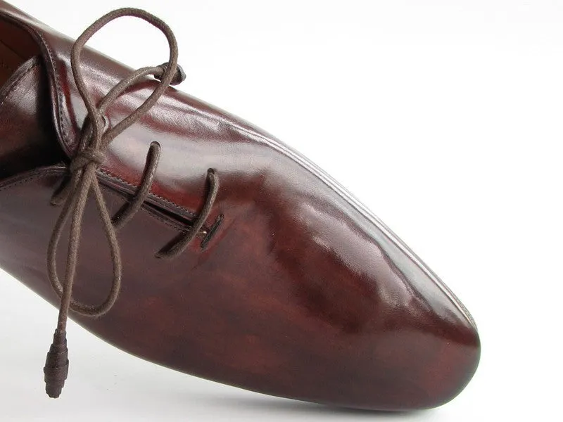 Paul Parkman Chaussures Paul Parkman Oxfords à bout uni pour hommes peints à la main en marron et bordeaux