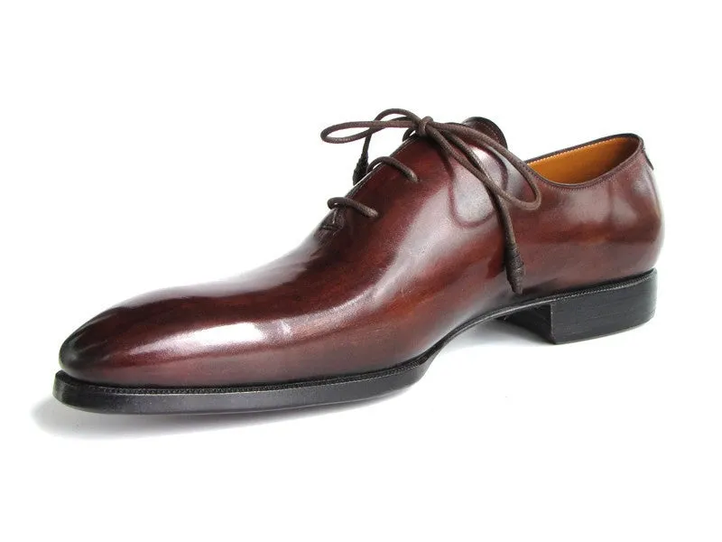 Paul Parkman Chaussures Paul Parkman Oxfords à bout uni pour hommes peints à la main en marron et bordeaux