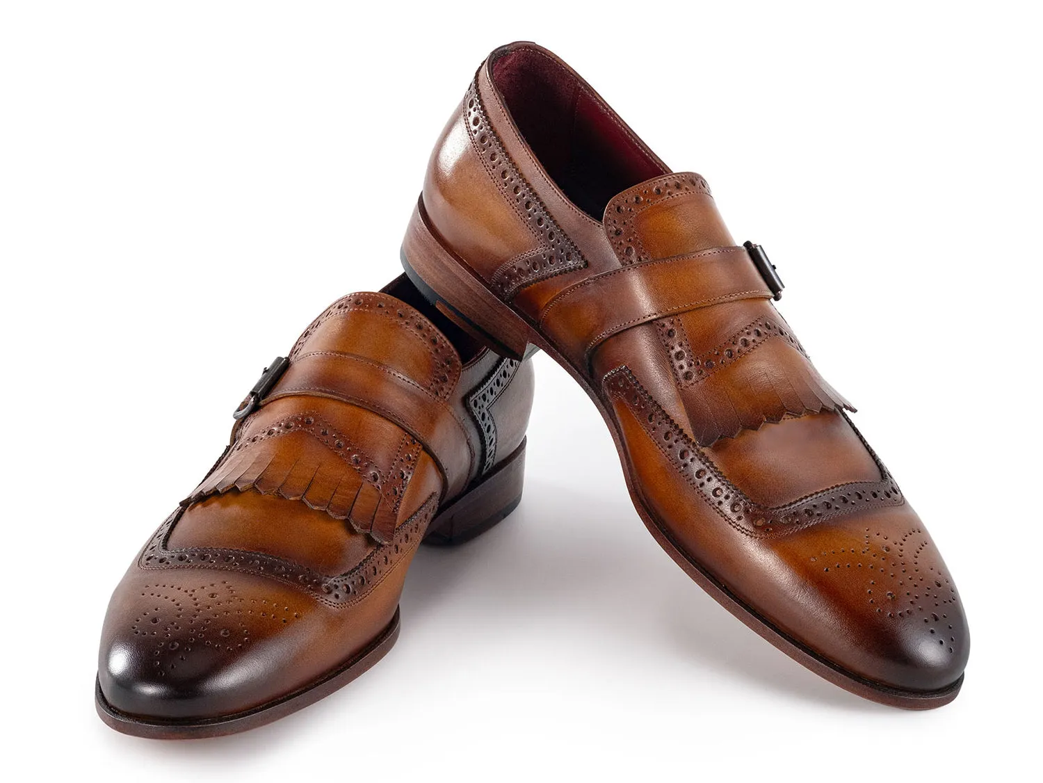 Paul Parkman Chaussures Paul Parkman Chaussures en cuir à bride monastique avec rabat pour hommes en marron