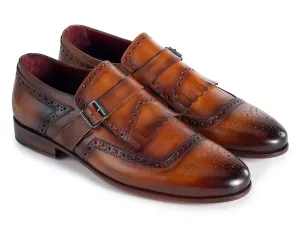 Paul Parkman Shoes Paul Parkman Men's Kiltie Monkstrap Leather Shoes in Brown