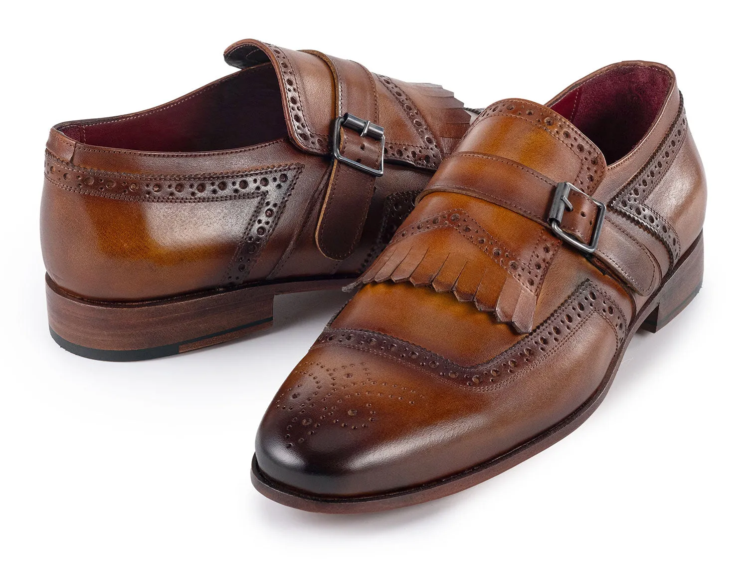 Paul Parkman Chaussures Paul Parkman Chaussures en cuir à bride monastique avec rabat pour hommes en marron