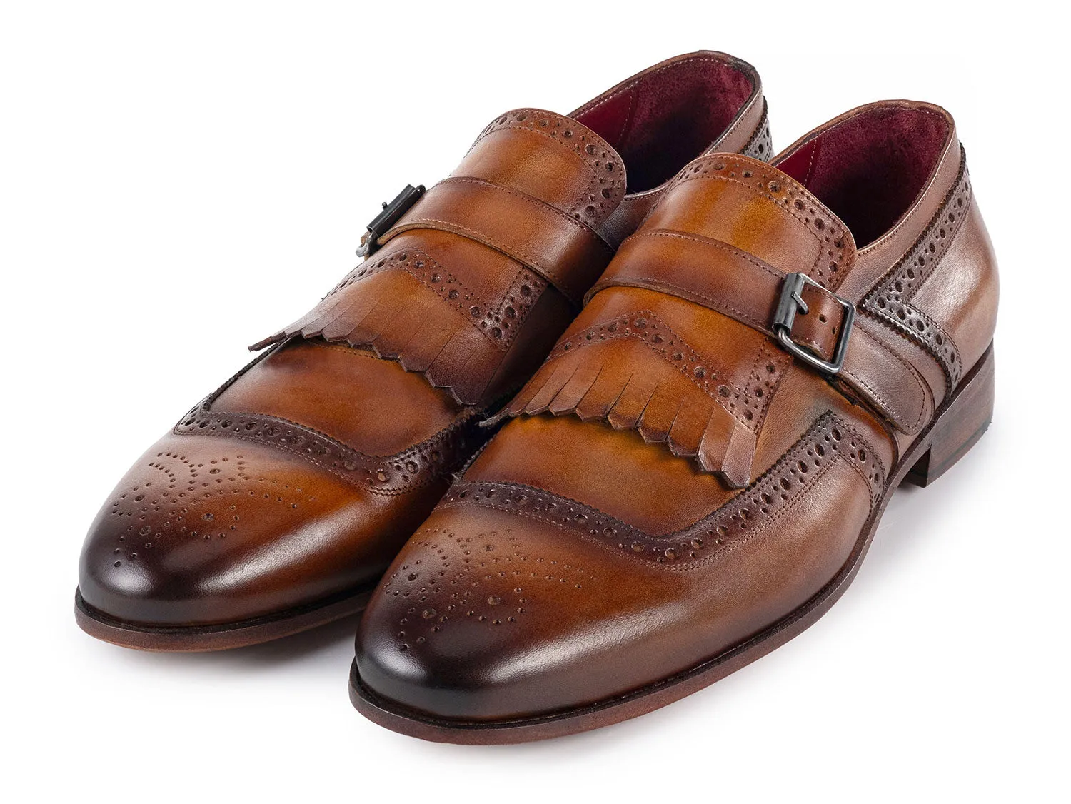 Paul Parkman Chaussures Paul Parkman Chaussures en cuir à bride monastique avec rabat pour hommes en marron