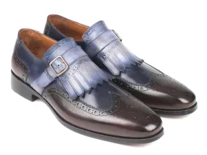 Paul Parkman Shoes Paul Parkman Men's Kiltie Monkstraps in Blue & Brown