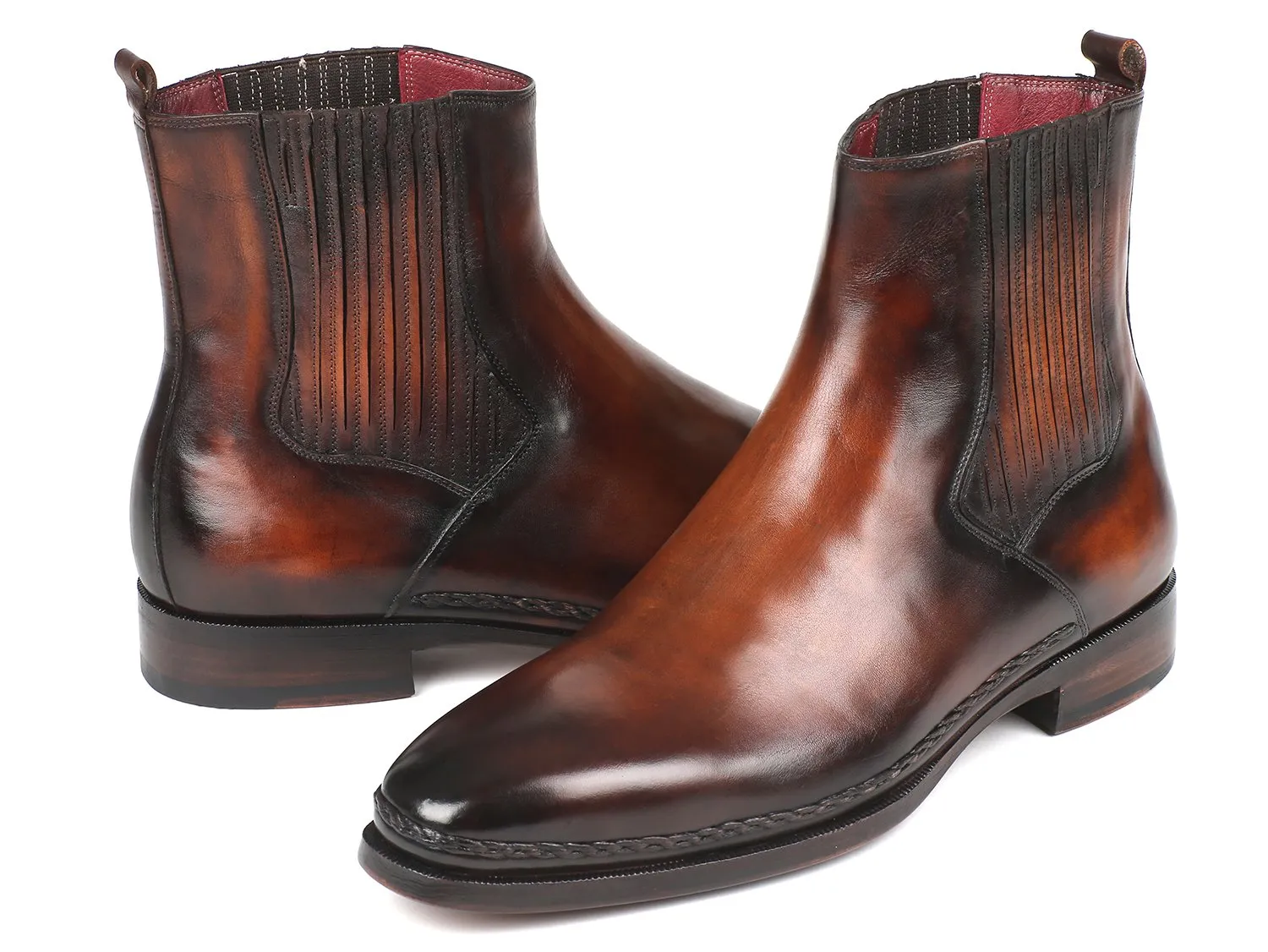 Paul Parkman Chaussures Bottes Chelsea en Cuir pour Hommes Paul Parkman Marron Brillant